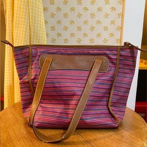 Fossil Striped Coated Canvas Tote